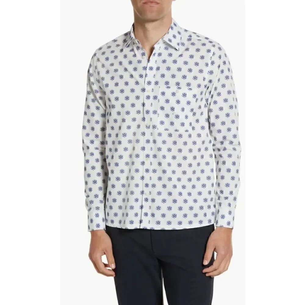 Ted Baker London Ilenka Floral Geo Print Cotton Button-Up Shirt NWOT Size 4/Larg
